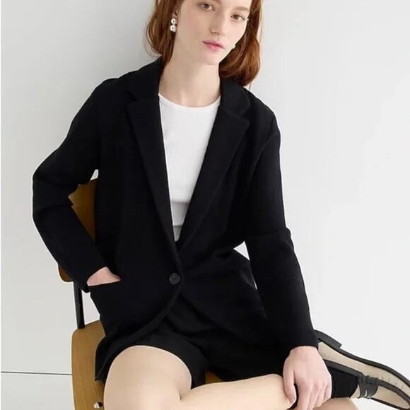 J. CREW Cecile Relaxed Sweater-Blazer Black Size Small Merino Wool Office Work - Picture 1 of 8